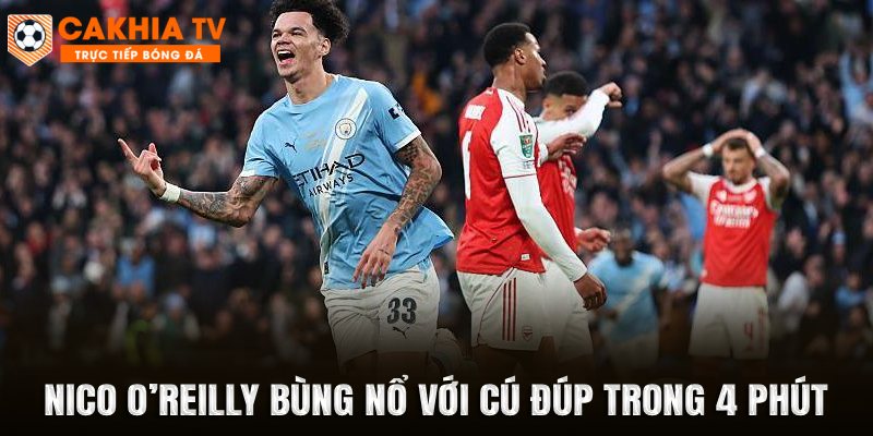 Nico O’Reilly bùng nổ với cú đúp trong 4 phút